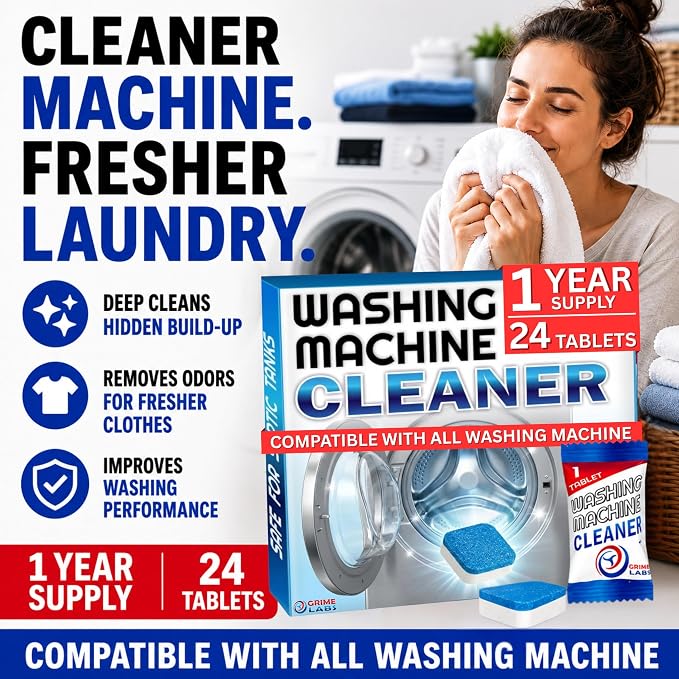 Washing Machine Cleaner Tablets - Penetrating Deep Clean Washer Cleaner Tablets For Front Loader And Top Load HE - Active Formula Tub Descaler Deodorizer