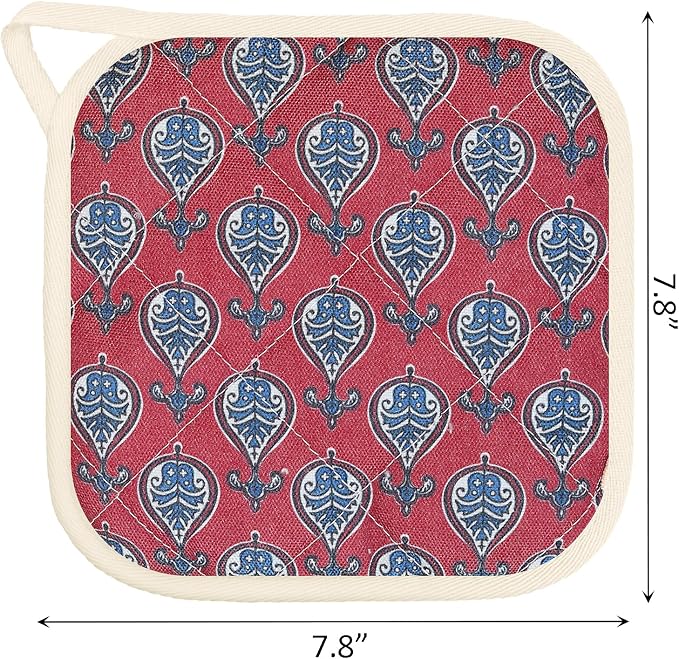 6 Pack Pot Holders 100% Cotton Heat Resistant Potholder, Machine Washable Pot Holder, Hot Pads, Table Pads for Cooking Baking (O)
