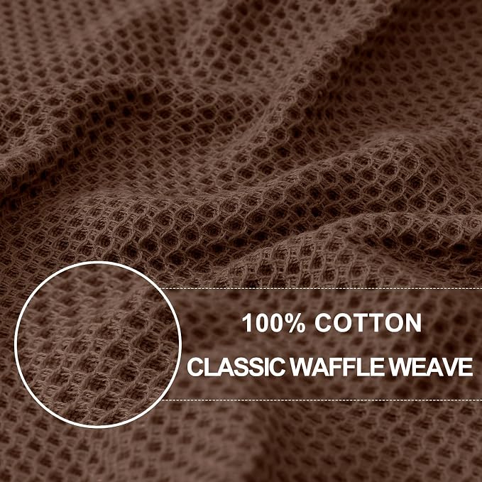 Homaxy 100% Cotton Waffle Weave Kitchen Dish Towels 4-Pack, Coffee | 13 x 28 Inches, Ultra Soft Absorbent Dish Towels, Quick Drying Cleaning Towels