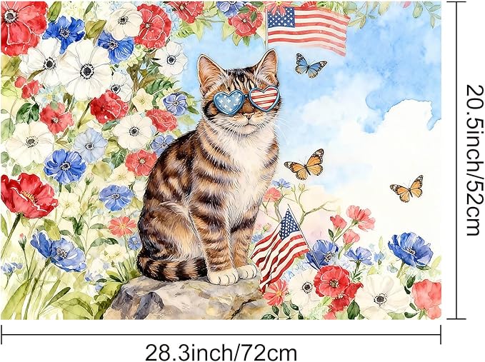 HOMETITUTE Spring Stove Top Cover 28x20 Cat Floral Watercolor Heat Resistant