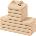 Homaxy 8 Pack 100% Cotton Kitchen Towels and Dishcloths Set, Apricot | 12 x 12 Inches and 13 x 28 Inches Kitchen Towels Set, Ultra Soft Absorbent Dish Cloths for Washing Dishes
