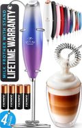 Zulay Kitchen Powerful Milk Frother Wand With Duracell Batteries - Ultra Fast Handheld Drink Mixer - Electric Whisk Foam Maker for Coffee, Lattes, Cappuccino & Matcha - Z1 Motor - Firework