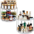 2 Set 2 Tier Non-Skid Acrylic Lazy Susan Organizer - Rotating Spice Rack - Turntable Spinning Organization for Kitchen, Pantry, Countertop, Closet, Bathroom, Vanity, Medicine Cabinet Organizing, 11''