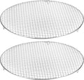 HARFINGTON 2pcs Round Cooking Rack 15-inch 201 Stainless Steel Cross Wire Barbecue Grill Net with 20mm Legs for Cooking Baking Steaming BBQ