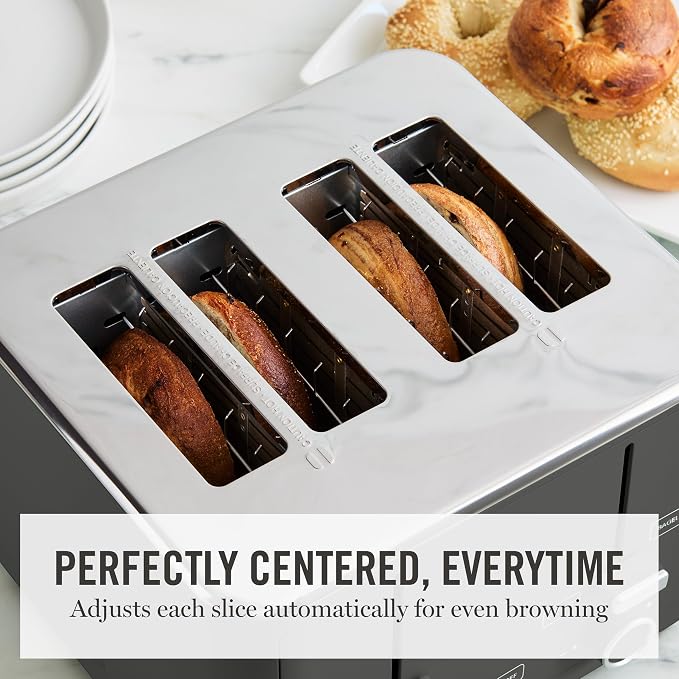 Martha Stewart 4-Slice Toaster, 3 Presets & 10 Shade Settings, Caviar Gray