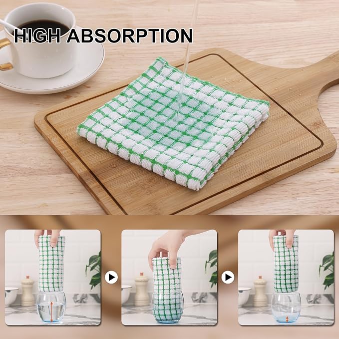 Kitinjoy Cotton 12 Pack Terry Kitchen Towels, Multiple Colour | 16 x 25 Inches Super Soft and Absorbent Dish Towels, Quick Drying hand towels for kitchen Drying