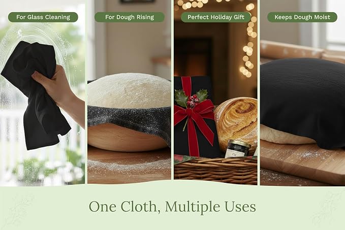 Black Flour Sack Tea Towels - 100% Cotton, 27"x27", 5 Pack, Highly Absorbent Dish Towels - Versatile Use for Baking - Customize with Embroidery, Printing or Sublimation