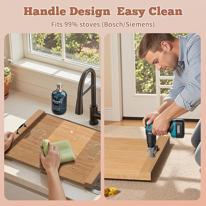 Gas Stove Top Cover: Bamboo 30 * 22 Inches Electric Stovetop Covers, Noodle Board with Handles, Wood RV Cutting Board for Kitchen Counter