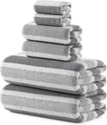 REDKISS 6-Piece Microfiber Bath Towel Set, Ultra Soft, Highly Absorbent & Quick Dry, 35x70 Inch Oversized, Gray Towels for Bathroom, Spa, Gym, 2 Bath 2 Hand 2 Washcloths