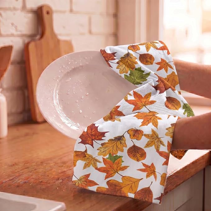 Urban Villa Kitchen Towels Cotton Dish Towels 20”x30”(Set of 6)Harvest Leaf
