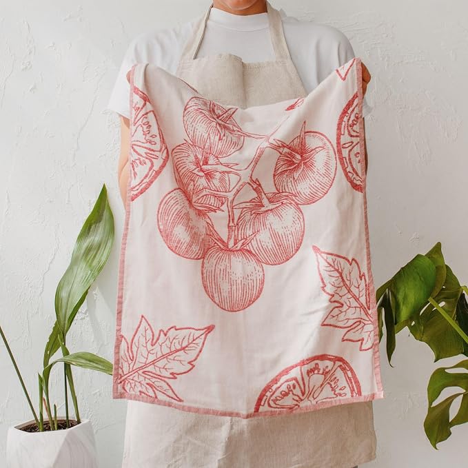 Dish Towels for Kitchen, Jacquard Tea Towel Set, Stylish and Functional, A Great Gift for Any Home, 100% Turkish Cotton Towel Set of 4 (Garden Vegetables)