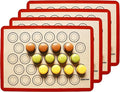 Macaron Baking Mat Silicone Non Stick, Half Sheet Reusable Pack of 4 Red | Non-Stick Macaron Mat for Easy Baking, Heat Resistant & Dishwasher Safe, Reusable & Eco-Friendly, For Cookies & More (11x16”)
