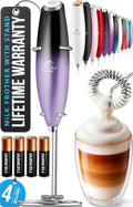 Zulay Kitchen Powerful Milk Frother Wand With Duracell Batteries - Ultra Fast Handheld Drink Mixer - Electric Whisk Foam Maker for Coffee, Lattes, Cappuccino & Matcha - Z1 Motor - Galaxy