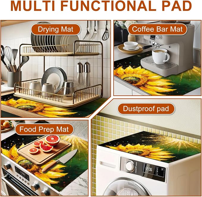 HOMETITUTE Spring Stove Top Cover 28x20 Sunflower Inspirational Art Heat Resistant