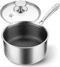 KOCH SYSTEME CS 4 Quart Saucepan With Lid, Hybrid Nonstick Stainless Steel Saucepan, Tri-Ply Stainless Steel Pot 4QT, Stainless Steel Sauce Pan with Honeycomb Interior, Large Saucepan Induction Ready
