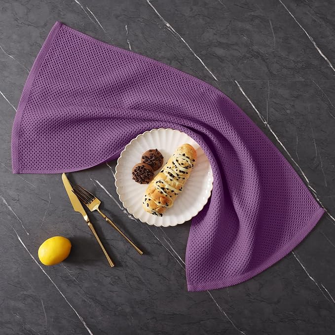 Homaxy 12 Pack 100% Cotton Kitchen Towels and Dishcloths Set, Purple | 12 x 12 Inches and 13 x 28 Inches Kitchen Towels Set, Ultra Soft Absorbent Dish Cloths for Washing Dishes