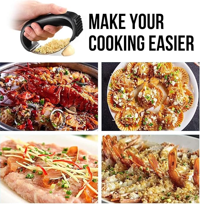 Garlic Press, Upgrade Garlic Mincer Stainless Steel Garlic Press Rocker, Professional Kitchen Gadget with Ergonomic Handle, Garlic Peeler