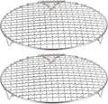 HARFINGTON 2pcs Round Cooking Rack 9.6-inch 201 Stainless Steel Cross Wire Barbecue Grill Net with 20mm Legs for Cooking Baking Steaming BBQ