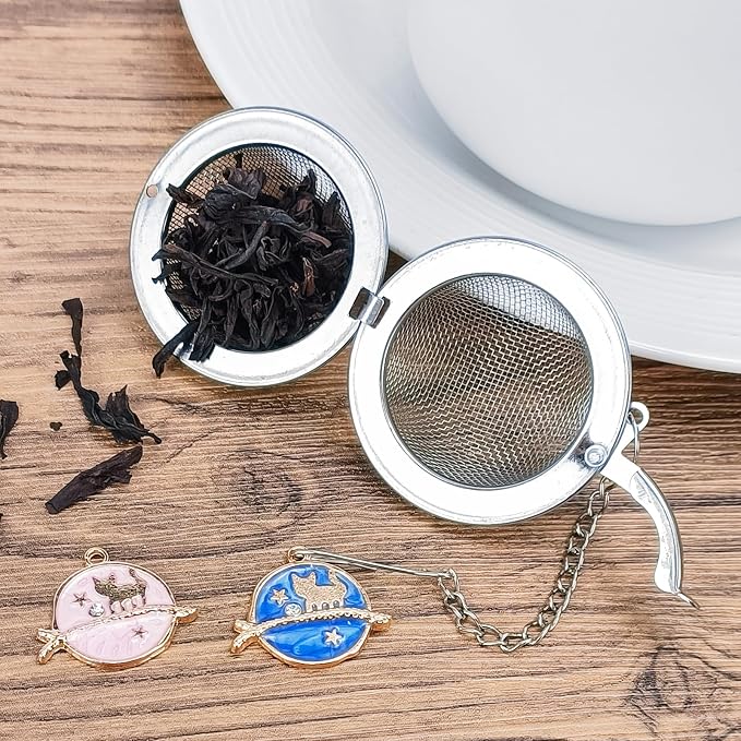 2Pcs Tea Infuser, 2.1 inch Tea Ball with Planet Cat Pendant,Tea Strainer | Stainless Steel,Tea Diffuser Tea Steeper for Filtering Tea,Tea Infusers for Loose Tea