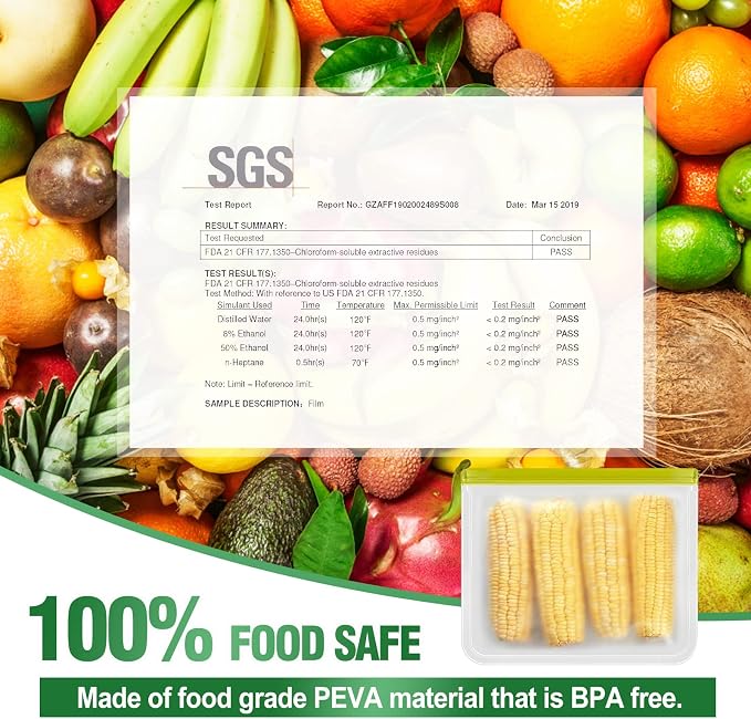 Reusable Freezer Bags, 6 Pack Reusable Gallon Freezer Bags Seal and Leak Proof, BPA Free Reusable Gallon Bags for Travel, Marinate Meats, Fruit or Food Storage