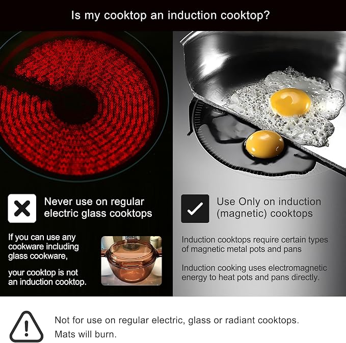 Induction Cooktop Mat - Silicone Fiberglass Scratch Protector - for Magnetic Stove - Non Slip Pads to Prevent Pots from Sliding During Cooking_ Black (6.2inches)