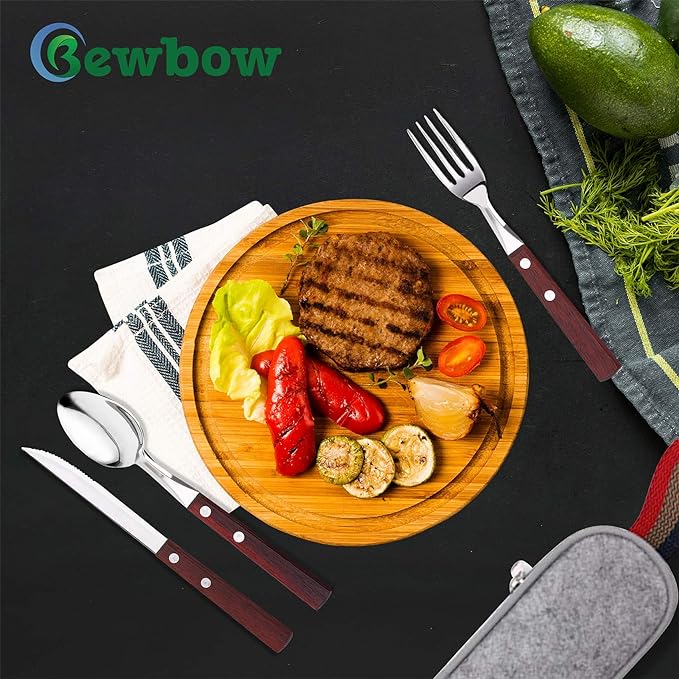 PREMIUM Stainless Steel Travel Utensils Set with Case, 3pc Full Size Fork | Portable Silverware Set for Work, Stainless Steel Reusable Travel Cutlery Set, Fork and Spoon Set for Camping, Picnic, Gadget
