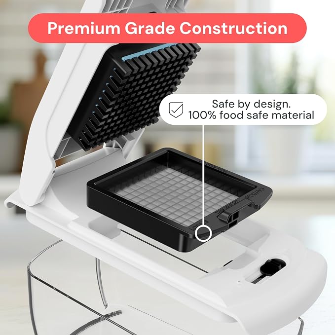Fullstar Pro Original Vegetable Chopper & Mandoline Slicer Kitchen Gadget | 8 in 1 Veggie Slicer, Onion & Fruit Cutter with Sharp Stainless Steel Blades & Container, All-in-One Meal Prep Tool (White)