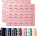 2 Pack Caketime Silicone Dish Drying Mat for Kitchen Counter Cooking Baking Liners Drawer Refrigerator Espresso Machine Station Utensil Holder Washer Trivets Oven Chef Gifts Extra Large 24"x18" Pink