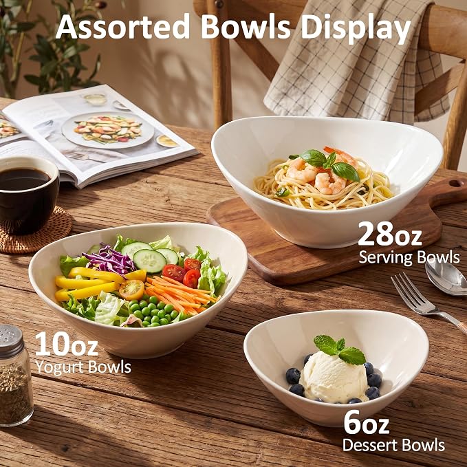Teocera 5 Inch Porcelain Small Bowls Set, 6 Ounce small serving bowls for Dessert, Ice Cream, Snack, Dipping, Side Dishes, Microwave & Dishwasher Safe- Cream Yellow