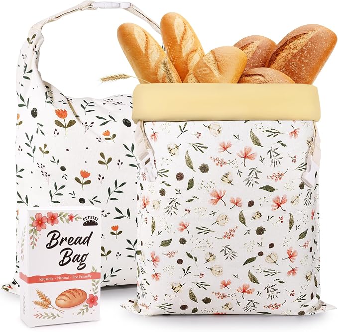 2 Pack Beeswax Bread Bags for Homemade Bread, Sourdough Storage XL 17"x13" | Reusable Bees Wax Bread Bag & Keeper, Natural Canvas with Premium Box for Home Baking, Freezer Storage & Outdoor Use