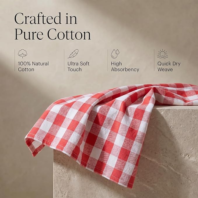 Urban Villa Kitchen Towels Cotton Dish Towels 20”x30” (Set of 6) Red
