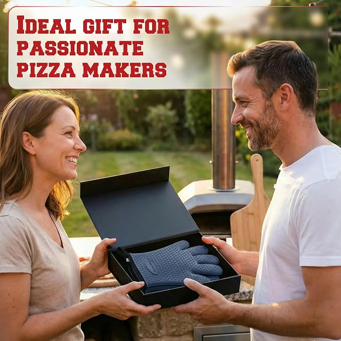 KITCHEN PERFECTION Silicone Pizza Oven Gloves - Heat Resistant Oven Mitts | Waterproof, 5-Finger Design For A Better Grip, for Outdoor & Indoor Pizza Ovens, Compatible with Ooni, Ninja, Gozney & More