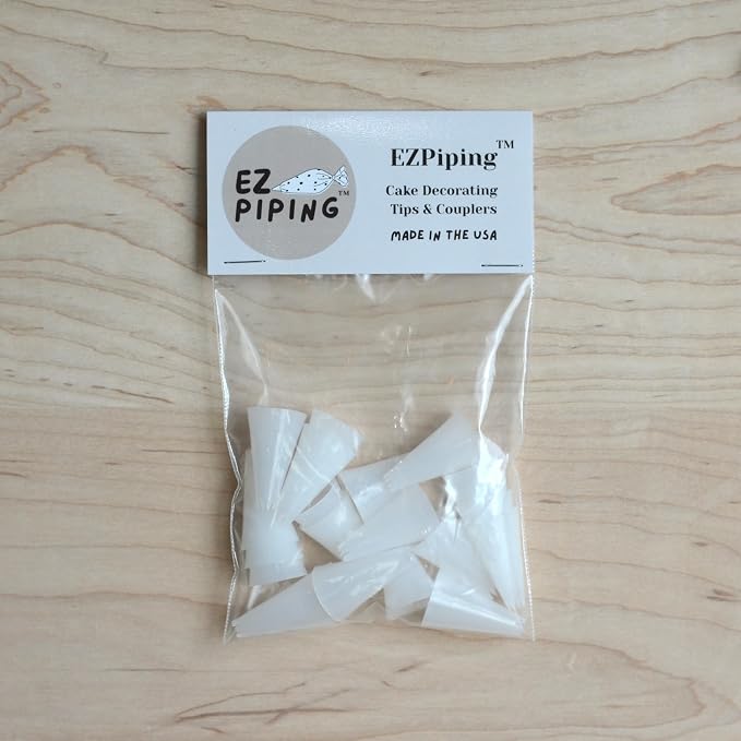 Reusable Plastic Piping Tips, Nozzles Standard Size Star Tip #19 (20pcs) | EZPiping Icing Nozzles with 2 couplers for Cake Decoration and Dessert Design, Baking Supplies Base Ø 0.75" Height 1.25"