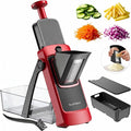 SupMaKin Safe Mandoline Slicer for Kitchen,Pptato Slicer, Vegetable Onion Chopper, French Fry Cutter, Adjustable Thickness, Julienne & Dicer Salad Chopping Artifact (4V RED)