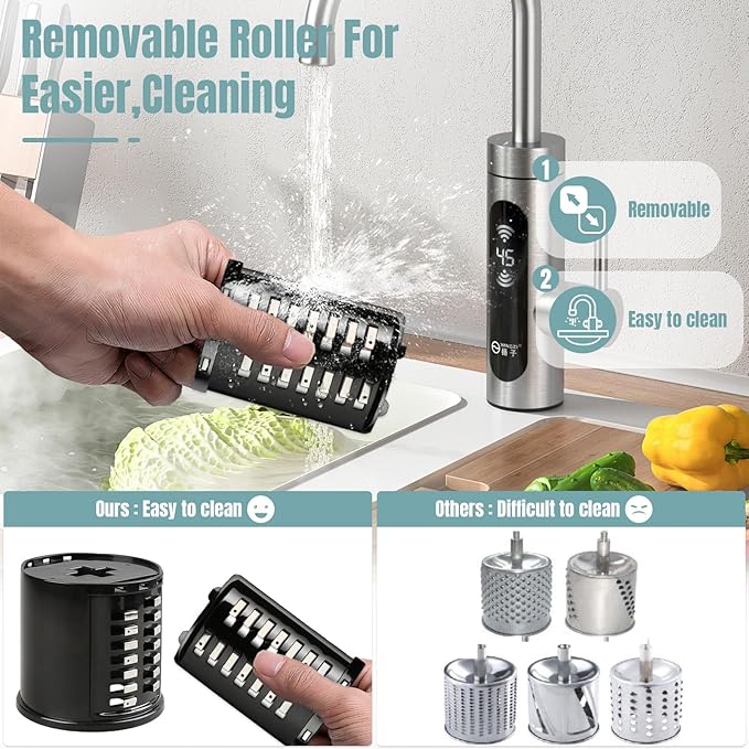 Stainless Steel Slicer Shredder Attachments for KitchenAid Mixers | Vegetable Shredder, Cheese Grater, Salad Maker, Food Slicers Chopper Grinding Powder Accessories, Detachable 5 Blades
