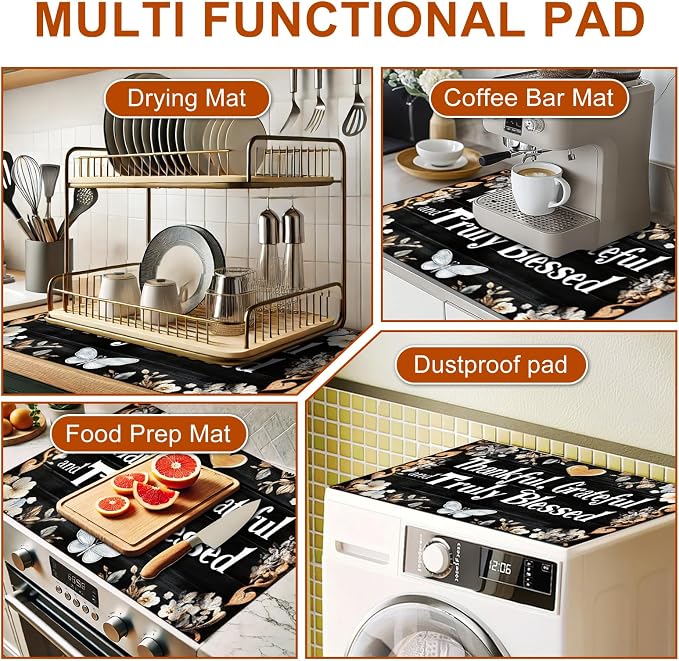HOMETITUTE Rustic Butterfly Stove Top Cover 28x20 Heat Resistant Mat
