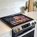 Stove Top Cover for Electric, American Flag Jesus Cross Glass Ceramic Stove Cover, Heat Resistant Flat Stovetop Protector, Dish Drying Mats for Kitchen
