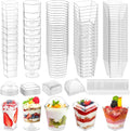 Plastic Dessert Cups with Lids and Spoons 3 oz, 3.5 oz and 5 oz | Mini Dessert Cups with Lids, Clear Yogurt Cups with Lid, Small Appetizer Cups for Fruit Party Pudding Shooter 185 packs