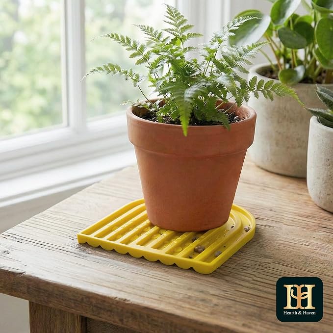 Silicone Trivets for Hot Dishes, Heat-Resistant, Non-Slip Pot Holders for Kitchen & Coasters Durable Hot Pads for Pots, Pans, Baking Dishes & Kitchen Appliances Set of 2 Sunflower Yellow