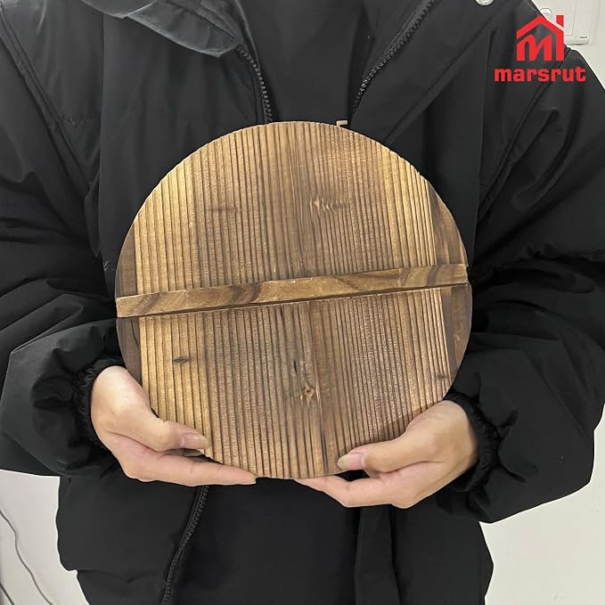 Wooden Wok Lid, 26cm/10inch Diameter, Cover Lids for Pot Pan, Cast Iron Wok, with Large Handle, Natural Wood for Anti-Hot, Anti-Spillover, Stir Fry Pan, Lightweight Handcrafted Kitchen Accessory Tool