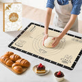 Silicone Baking Mat with Recipes, Silicone Mat for Baking Macaron, Bread, Pizza, Extra Thick Silicone Baking Mat with Measurement, Non Stick Pastry Mat for Dough Rolling Out