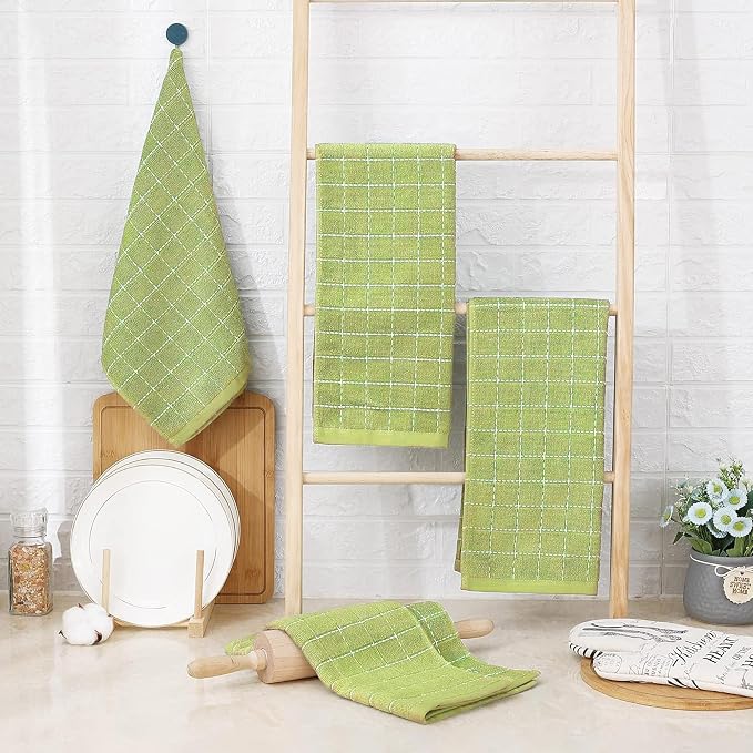 Homaxy 100% Cotton Terry Kitchen Towels, 8 Pack, Sage Green | Ultra Soft and Absorbent Dish Towels for Kitchen, Suitable for Drying and Washing Dishes