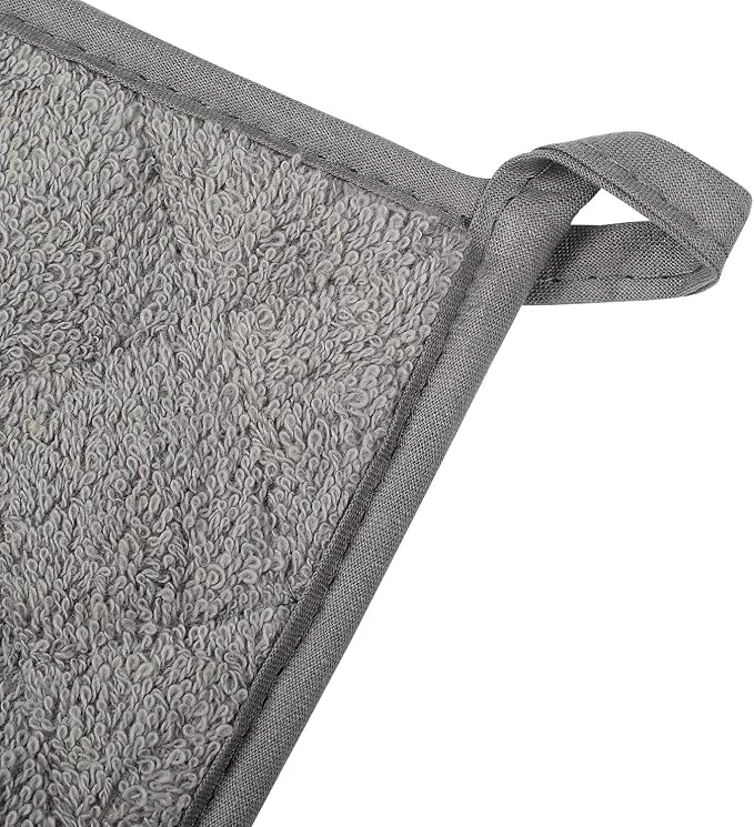 Pot Holders for Kitchen, 100% Cotton Terry Pot Holder Set of 5, Heat Resistant Hot Pads for Cooking, Baking, Hot Dishes and Countertop Protection,Grey