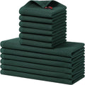 Homaxy 12 Pack 100% Cotton Kitchen Towels and Dishcloths Set,Blackish Green | 12 x 12 Inches and 13 x 28 Inches Kitchen Towels Set, Ultra Soft Absorbent Dish Cloths for Washing Dishes