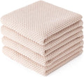 BOOMIBOO 4-Pack Dish Towels,100% Cotton Waffle Weave,13x28 in,Beige | Ultra Soft Absorbent, Quick Drying