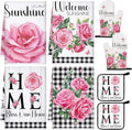 Leinuosen 8 Pcs Pink Rose Kitchen Towels and Dishcloths Sets Pot Holders and Oven Mitts Sets Absorbent Kitchen Gloves Potholders Heat Resistant for Chef Baking Cooking
