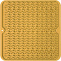 Silicone Dish Drying Mat, Non-Slip Easy Clean Sink Mat, Yellow, 12" x 12" | Quick-Dry Ridges, Large Heat-resistant Dish Drainer Mat for Kitchen Counter, Hangable & Roll-Up for Storage, Dishwasher Safe