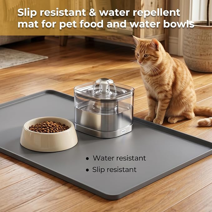24×16-inch Barista-Grade Coffee Station Mat: Catch Spills, Protect Countertops! Silicone, Water Resistant & Heat Resistant. Perfect Under, as Dish Dryer or Pet Mat.(Grey)