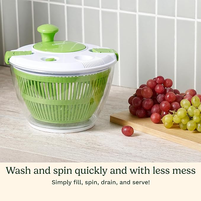 Cuisinart Salad Spinner- Wash, Spin & Dry Salad Greens, Fruits & Vegetables, 3qt, CTG-00-SSAS | Wash & spin-dry produce with 3-qt salad spinner, lid lock, clear base/serving bowl, CTG-00-SSAS
