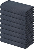 Homaxy 100% Cotton Waffle Weave Kitchen Towels, 8 Pack, Dark Grey | Soft and Absorbent Dish Towels, 16 x 26 Inches Quick Dry Hand Towels